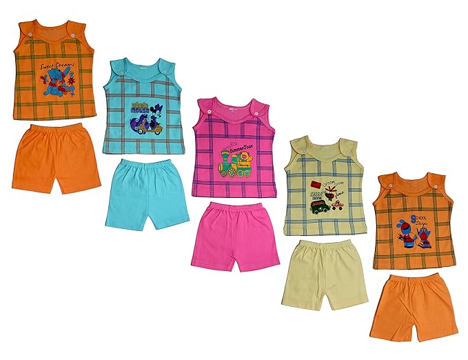 Buy Kiddy Star Cotton Dress Set For Baby Girls Baby Boys 0 To 6 Months Pack Of 5 At Amazon In