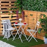 Harbour Housewares 2 Seater White Round Bistro Table and Chairs Set 3 Piece view 5