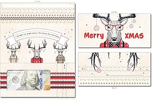 ZipGifts Holiday Card | Zip-Open Money Holder w/Clear Plastic Window for Cash, Check, & Gift Card (Bucks)