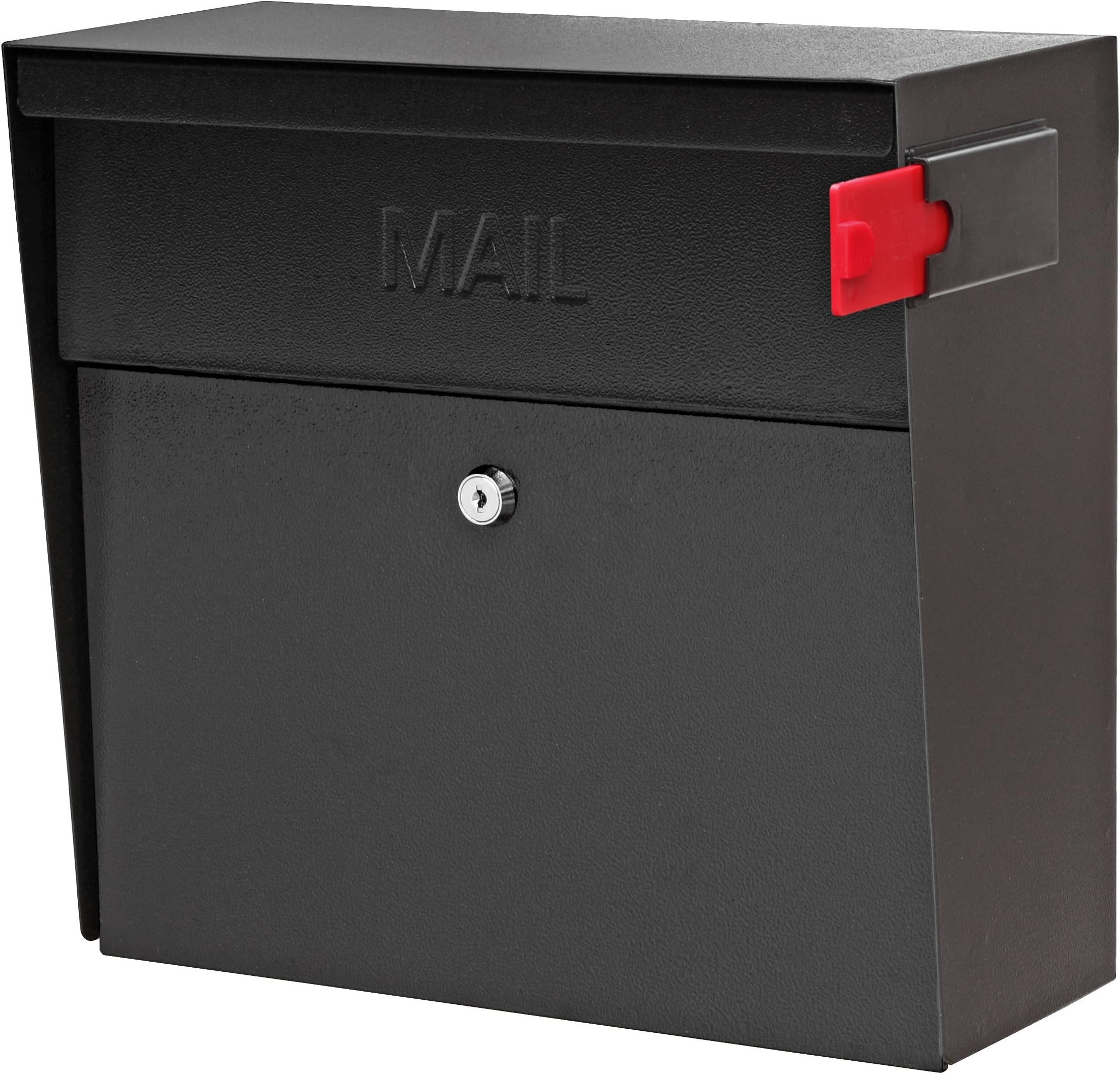 Mail Boss7162 Metro, Black High Capacity Wall Mounted Locking Security Mailbox, M