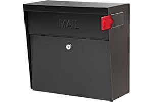Mail Boss 7162 Metro, Black High Capacity Wall Mounted Locking Security Mailbox,Medium