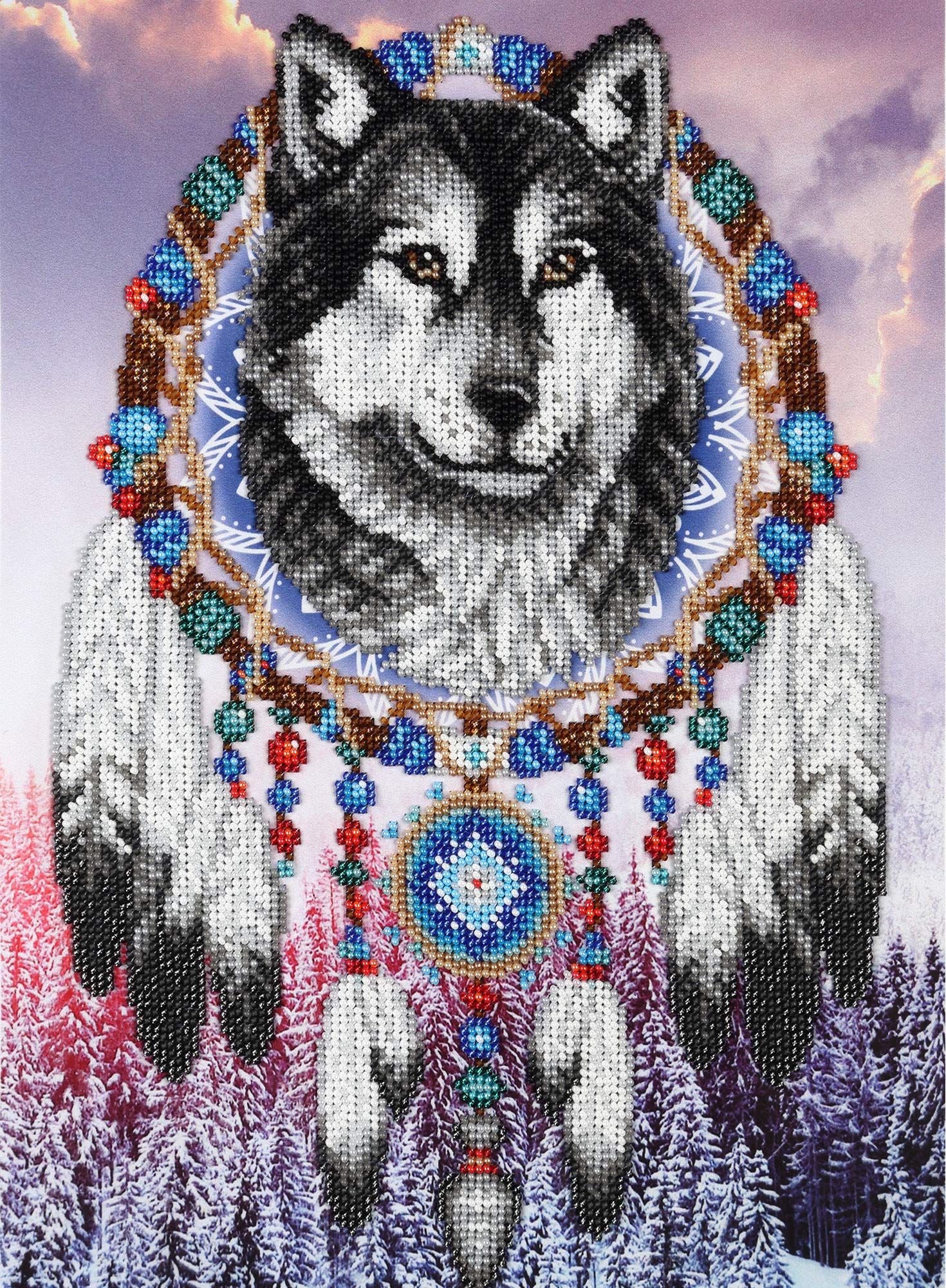 "Dream Catcher" Beads embroidery kit; contemporary embroidery; gift idea; needlepoint design; decor; seed beads Preciosa;