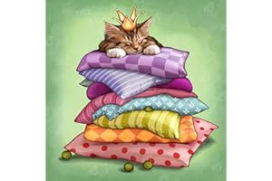 DIAMOND ART CLUB Princess and The Pea Kitty Diamond Painting Kit, Fun DIY Crafts for Adults, Square Diamond Art Canvas, 13" x 13"