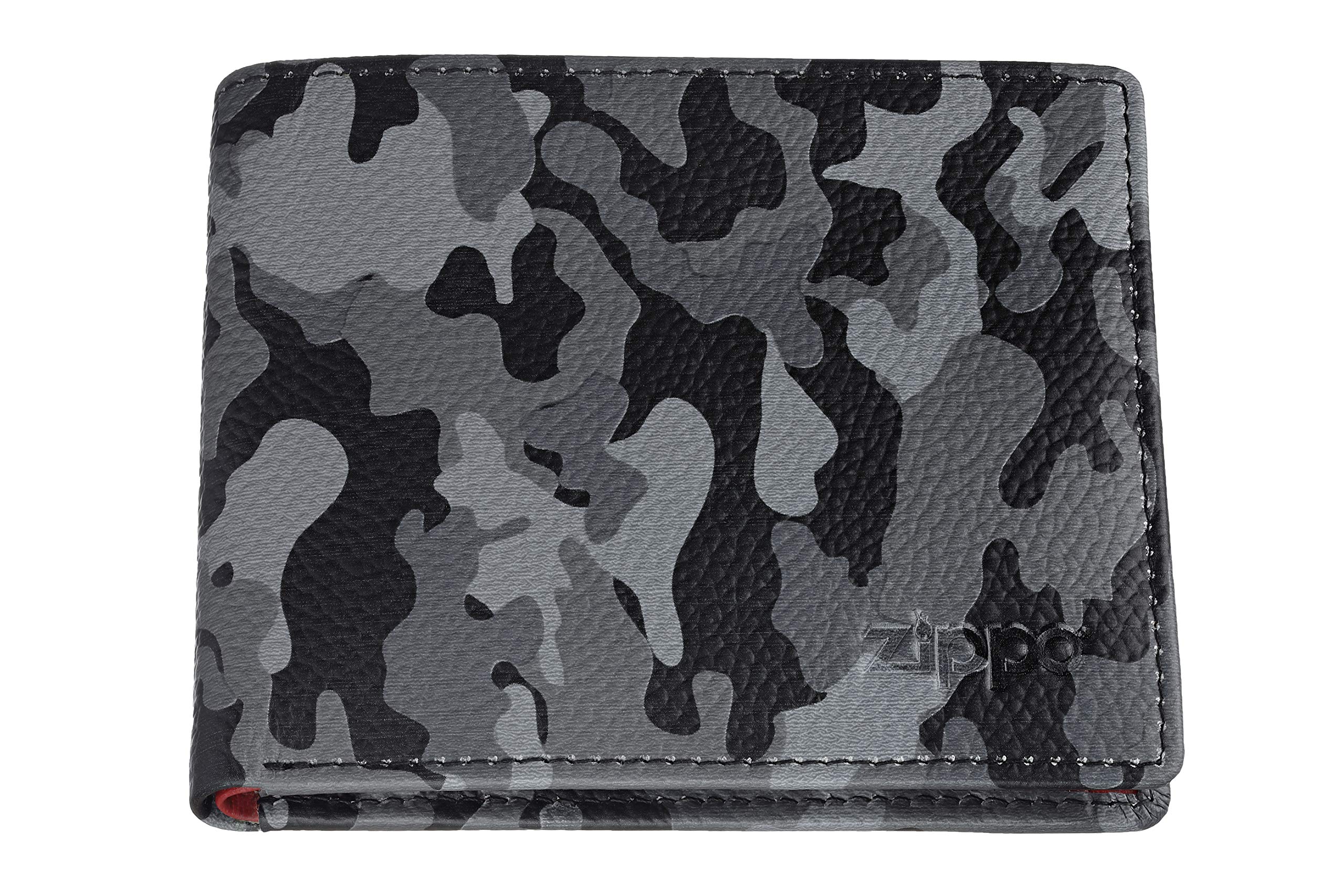 Zippo - Purse/Wallet for Women and Men, Leather, Grey Camouflage, with RFID Protection, Coin Compartment, Ideal for Cards and Notes