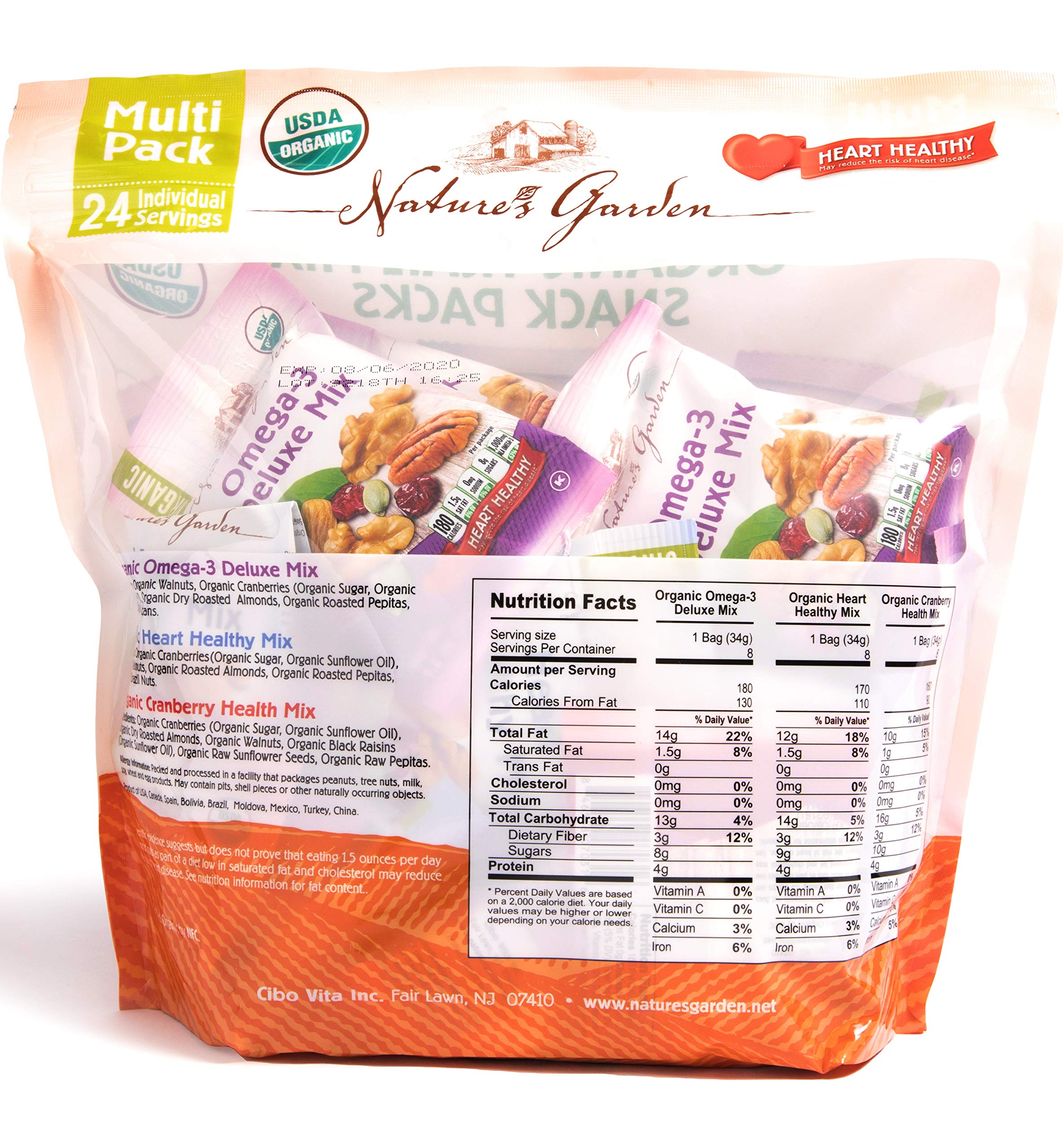 Nature's Garden Organic Trail Mix Snack Packs, Multi Pack 1.2 oz Pack
