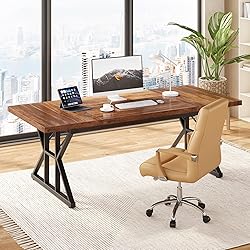 LITTLE TREE 70.8-Inch Office Desk, Wooden Executive