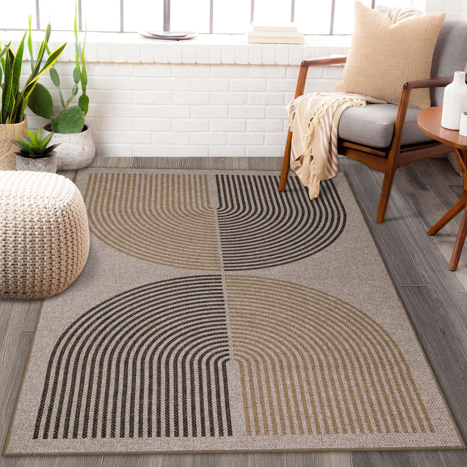 Lahome Modern Rainbow Easy Jute Rug, 3x5 Patio Rug Washable Rugs for ...
