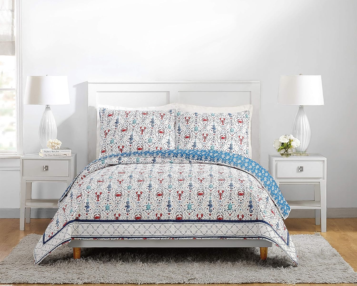 Vera Bradley SEA Life Quilt, Full Queen, Blue Home & Kitchen