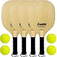 Franklin Sports Wooden Pickleball Paddle and X-40 Pickleball Set - Includes (4) Wooden Paddles and (4) pickleballs - USA Pickleball Approved X-40 Balls