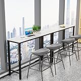 Fativo Bar Table Rectangle 120cm Sintered Stone White Marble 105cm High view 4