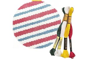 Howie's Needlepoint Christmas Needlepoint Kits, 18CT Printed Embroidery Pattern Starter Kits, Stamped Patterns Canvas Kits(Christmas Ball-Colored 3,4x4inch)