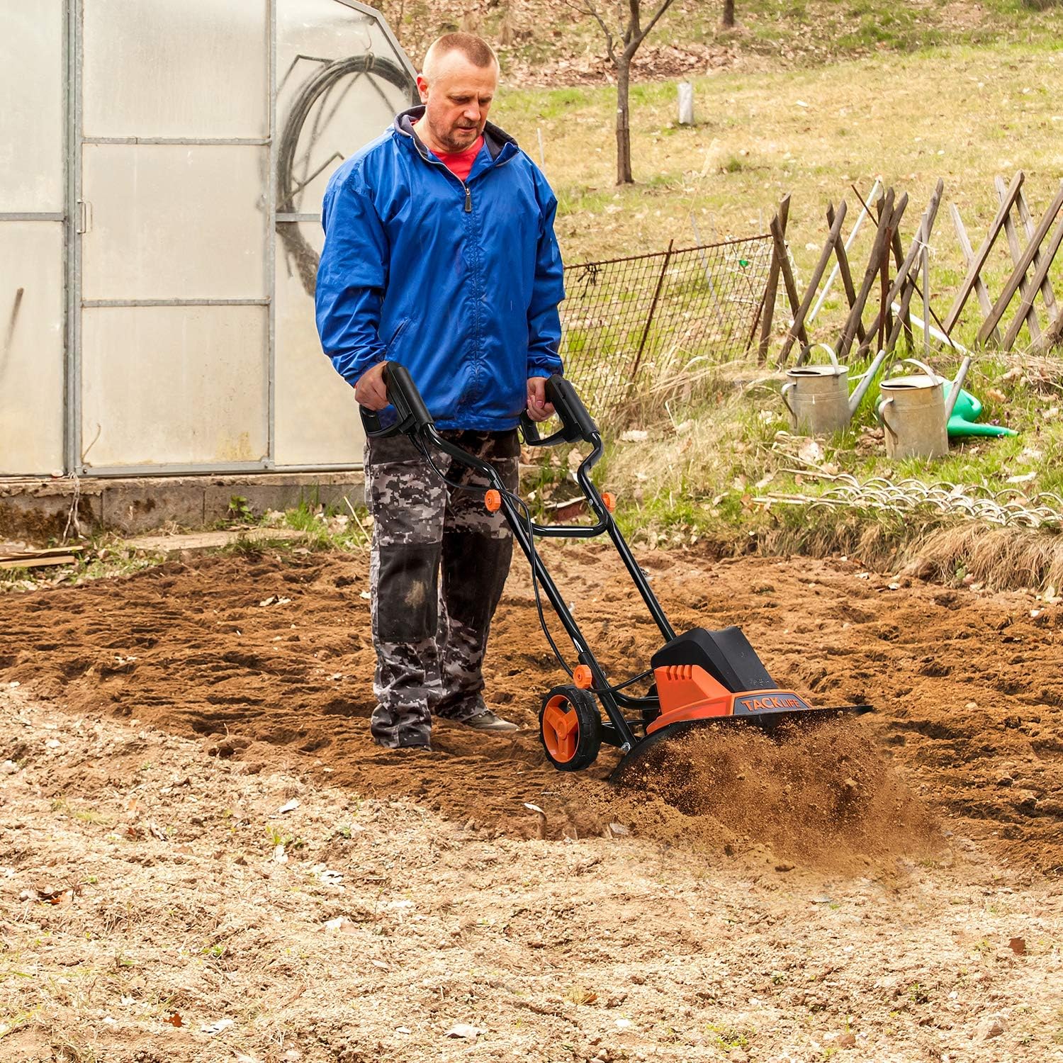 TACKLIFE Electric Tiller, Tiller, 12 Amp, 16 Inch Cultivation Width, 8" Tilling Depth, High Efficiency, Foldable Handle, Convenient Storage : Garden & Outdoor