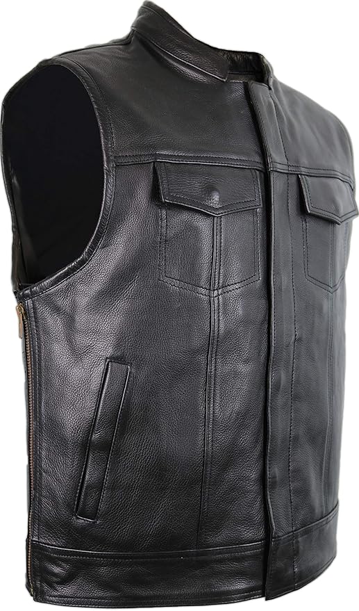 MDM Lederweste in Jeans Optik mit seitlichen Reißverschluss