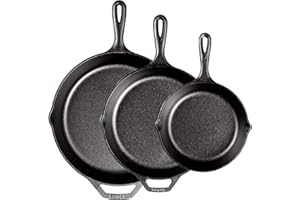 Lodge Pre-Seasoned Cast Iron Skillet Set - Set Includes 8 Inch Skillet, 10.25 Inch Skillet, and 12 inch Skillet - 3 Piece