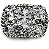 LAXPICOL Native American Vintage Pattern Leaf Cross Rectangle Belt Buckle For Men Grey Tone