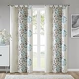 Madison Park Anaya Curtain Grommet Tops Thermal Insulated Window Panel for Living Room Bedroom and Dorm, 50x84, Blue/Brown