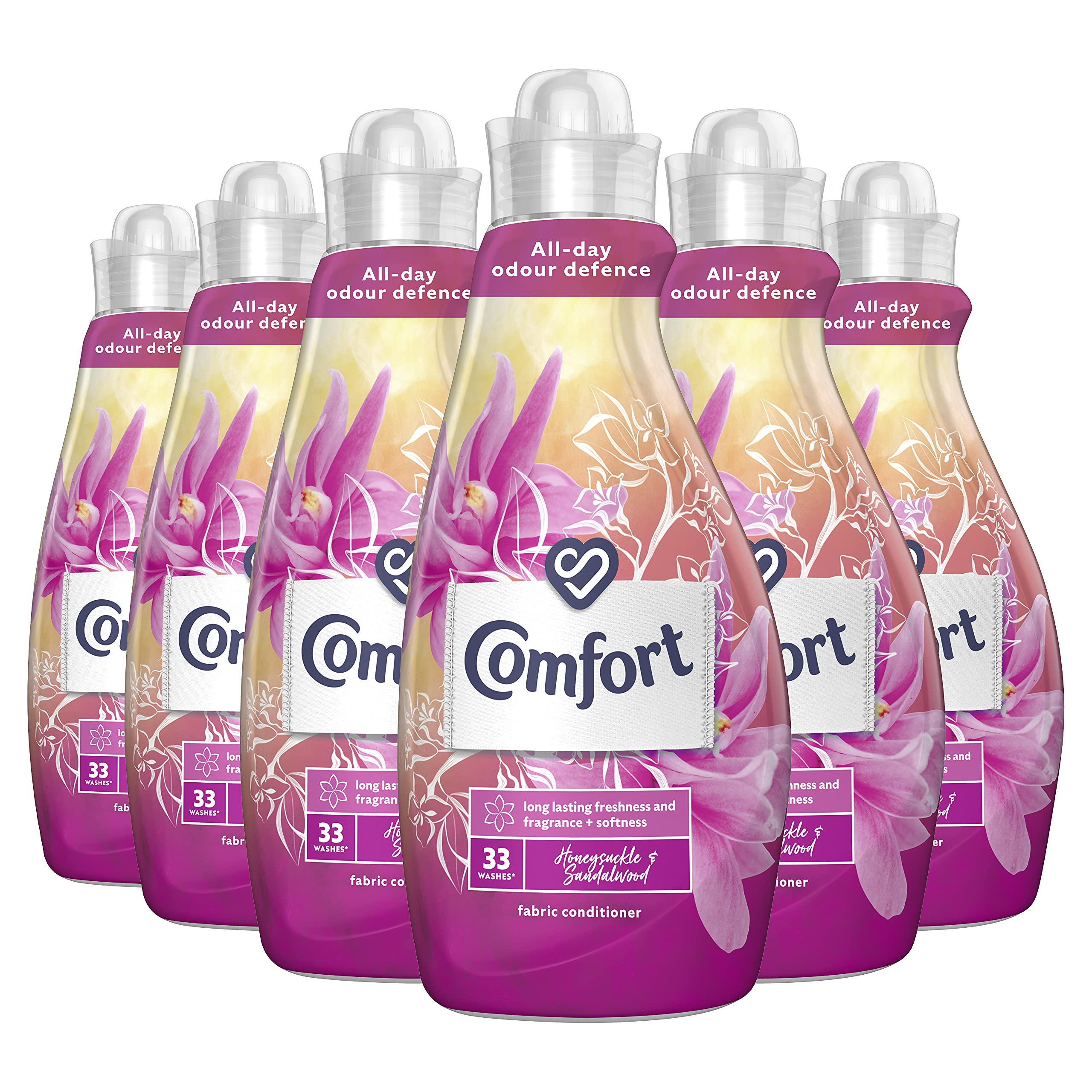 Comfort Honeysuckle and Sandalwood Fabric Conditioner (33 Washes x Pack of 6), 198 wash