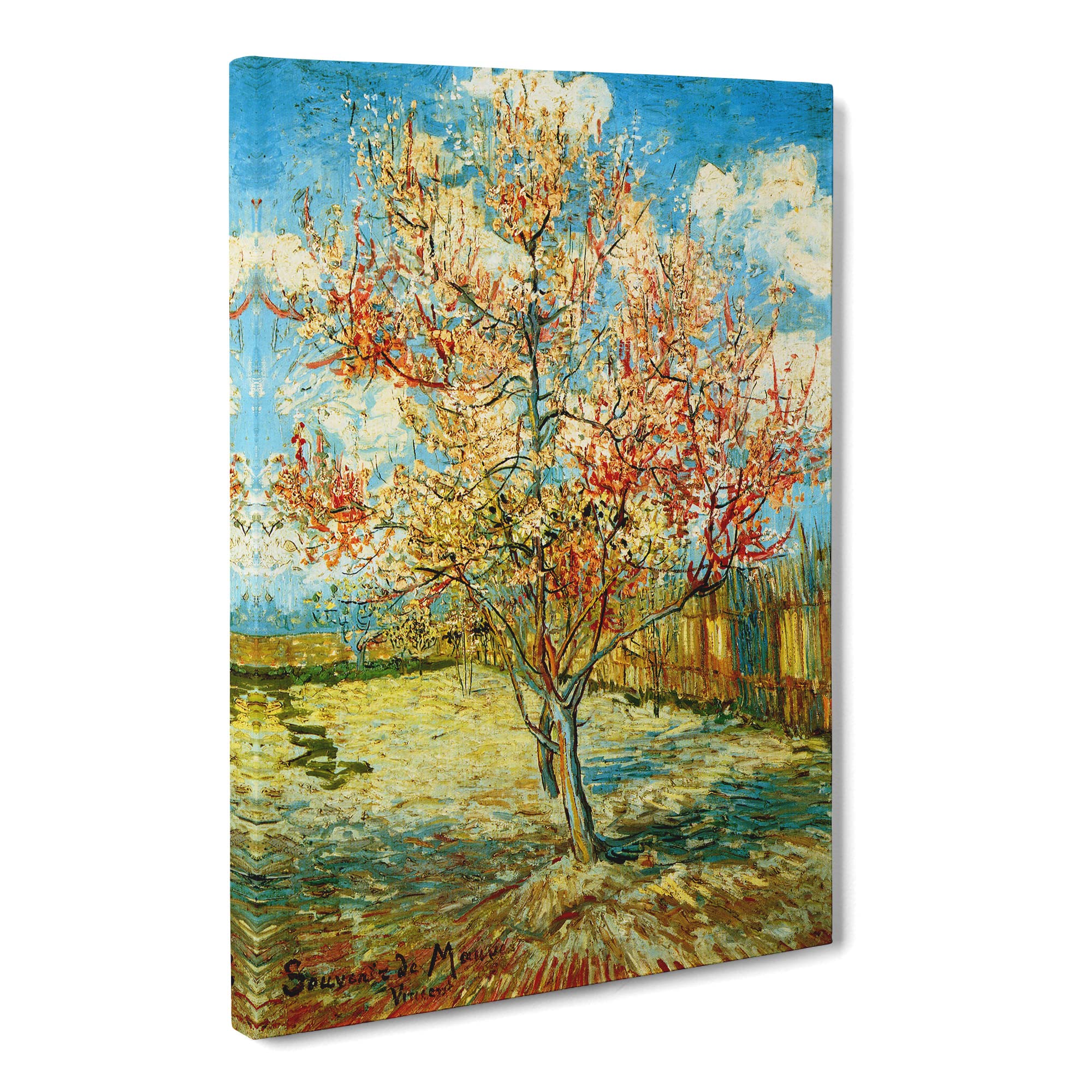 Vincent Van Gogh Peach Tree Canvas Print | Gallery Wrapped 30mm Frame Wall Art | 20x14 inches | Ready to Hang | Modern Landscape Picture | Living Room Bedroom Lounge Office