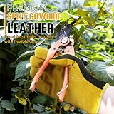 HANDLANDY Leather Gardening Gloves Large Dexterity Breathable Back view 2