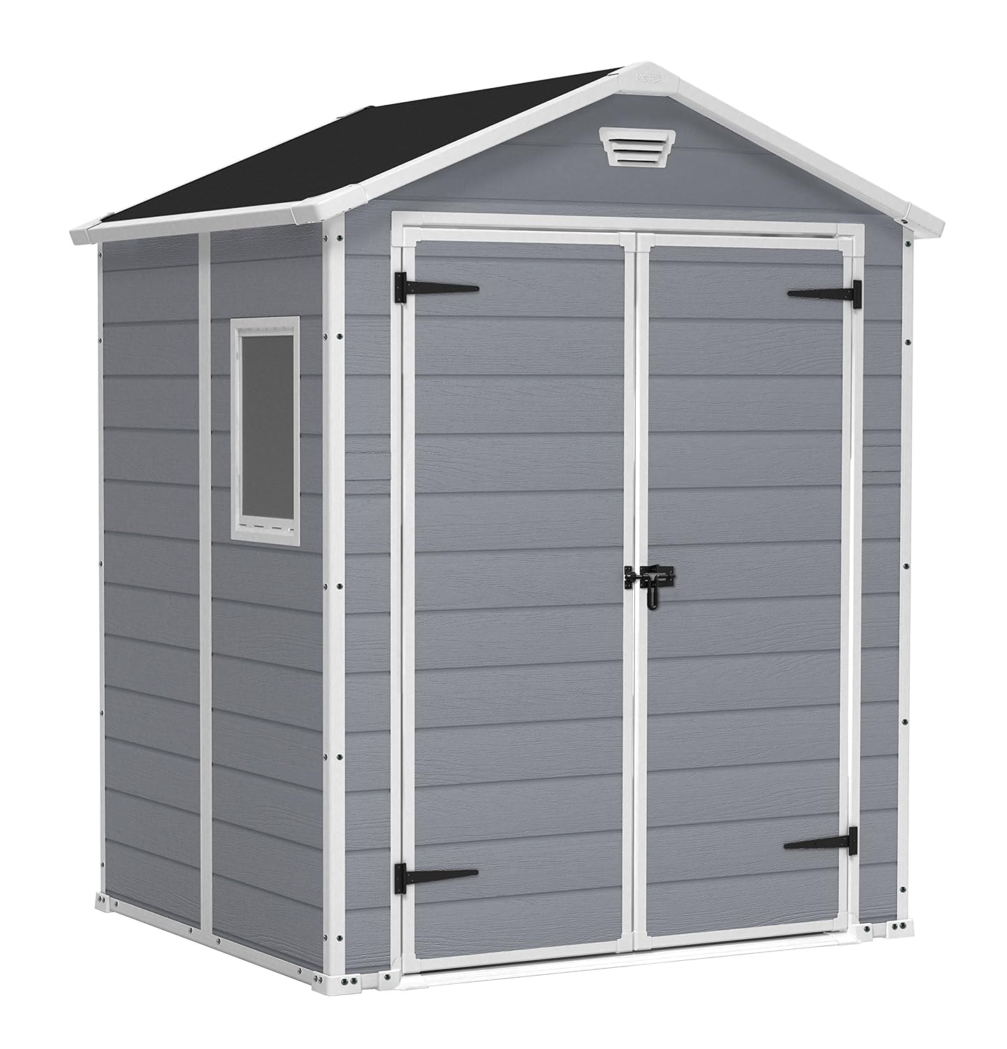 Keter Manor Outdoor Plastic Garden Storage Shed, Grey, 6 x 5 ft Amazon