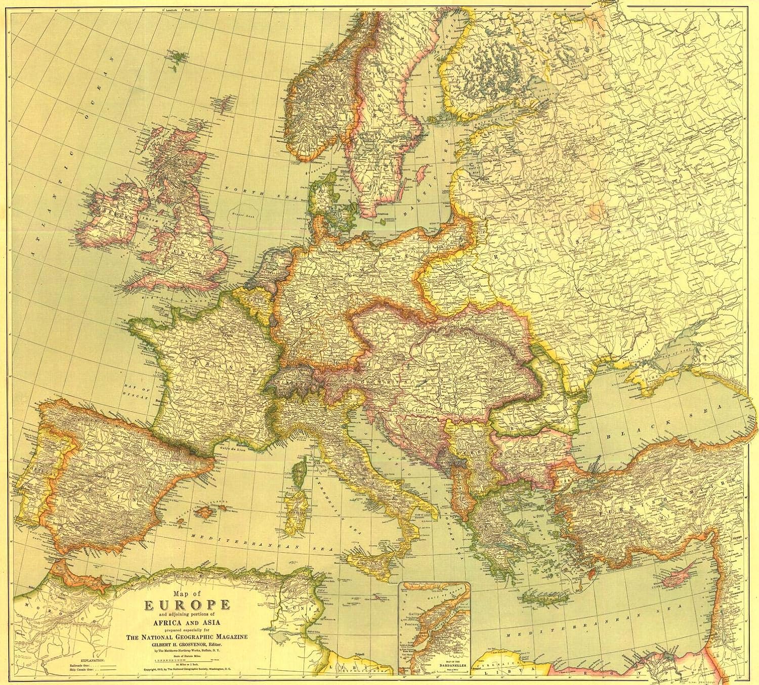 National Geographic: Europe 1915 World War 1 - Historic Wall Map Series - 31.5 x 28.5 inches - Laminated, full color
