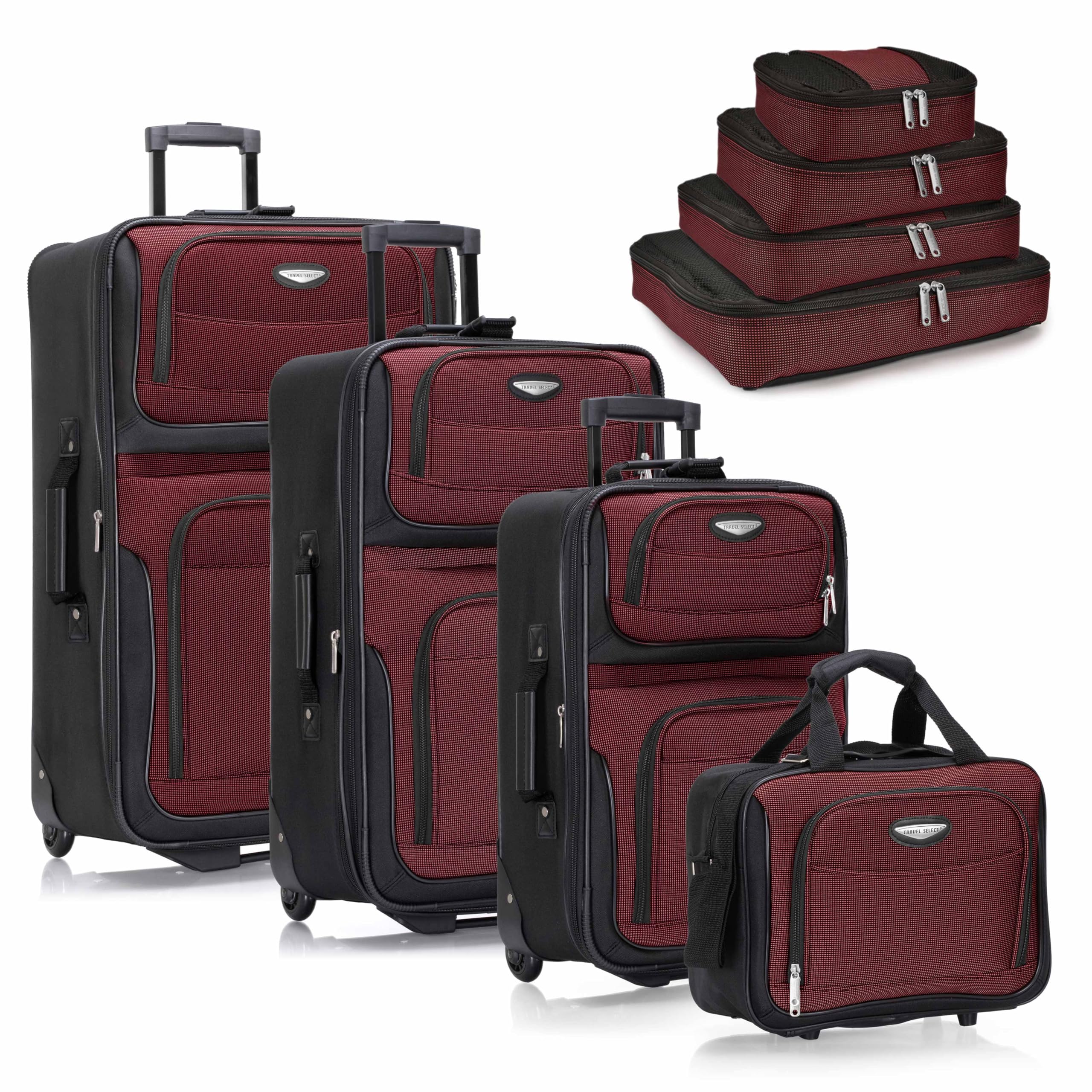 Travel Select Amsterdam Expandable Rolling Upright Luggage, Burgundy, Checked 25-Inch, Amsterdam Expandable Rolling Upright Luggage