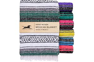 El Paso Designs Mexican Yoga Blanket – Colorful Falsa Serape Throw for Yoga, Beach, Picnic, Saddle, or Home Décor – Soft Woven Boho Blanket (Hunter Green)