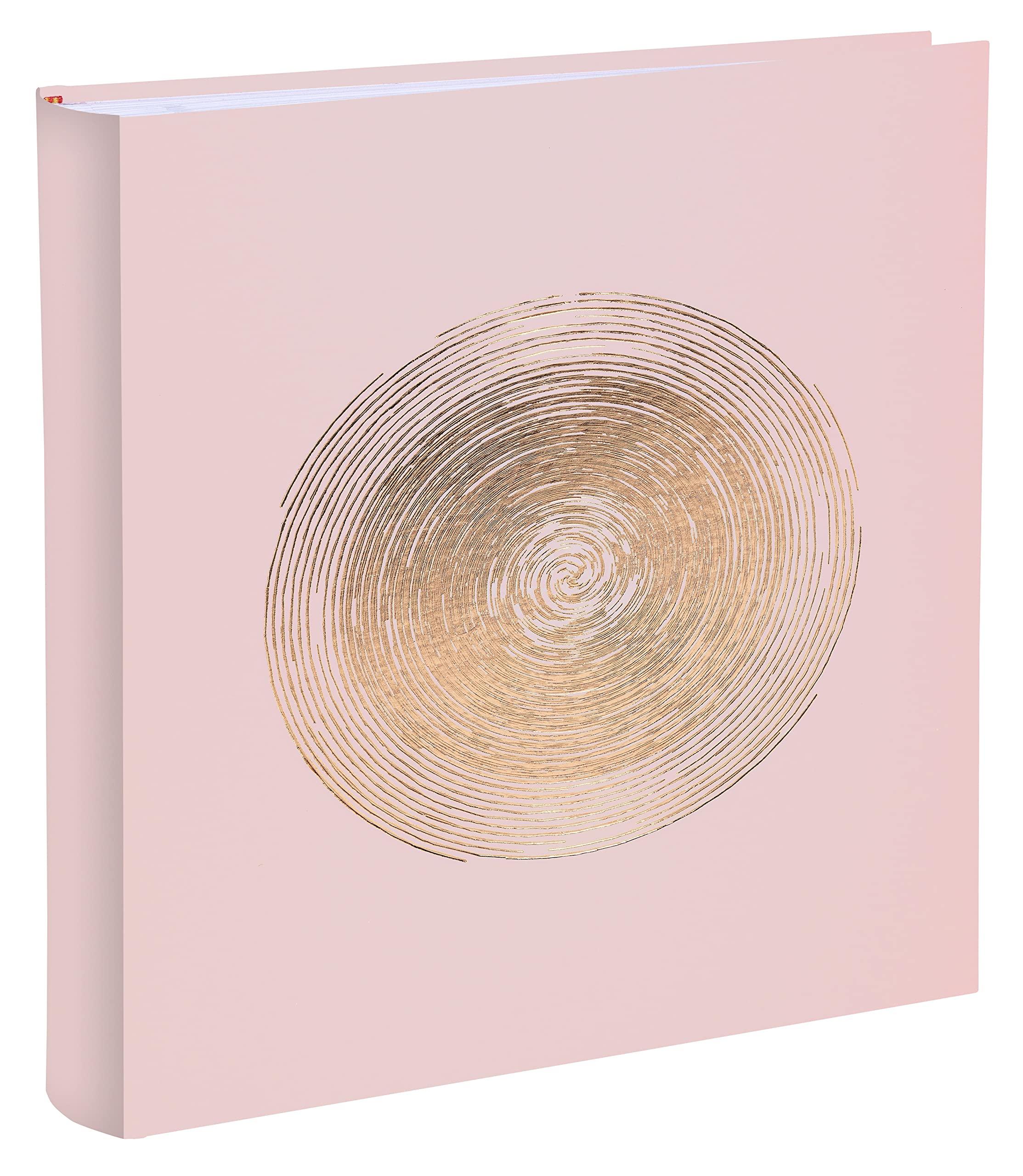 Exacompta - Ref. 16264E - ELLIPSE book photo album - 300 photos - 60 white pages - size 29 x 32 cm - light pink imitation leather cover with rose gold marking in the shape of an ellipse