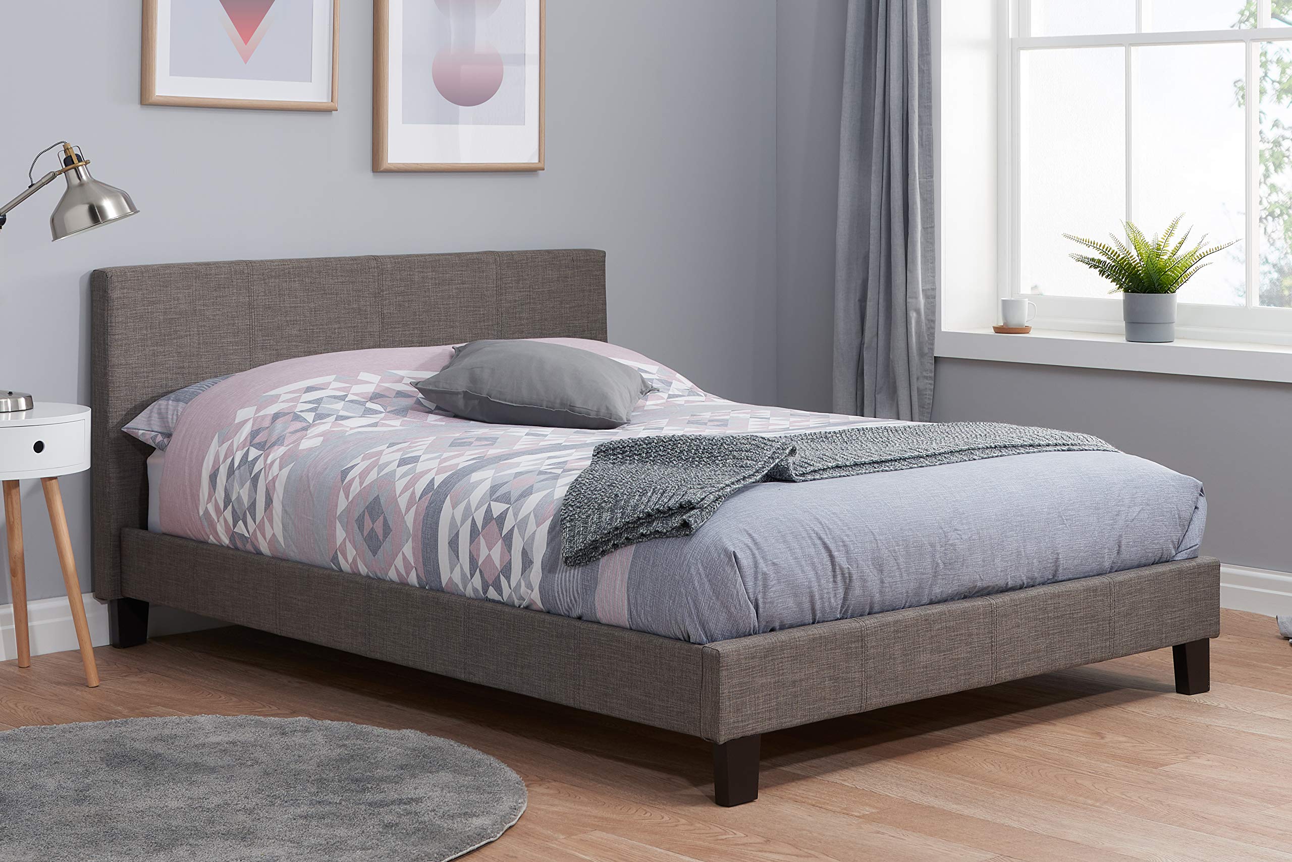 Birlea Berlin Bed, Fabric, Grey, Double