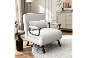 Daluvenix 4-in-1 Leisure Convertible Sleeping Chair with 5-Position Adjustable backrest, Leisure Lounge Chair with Pillow, Lo