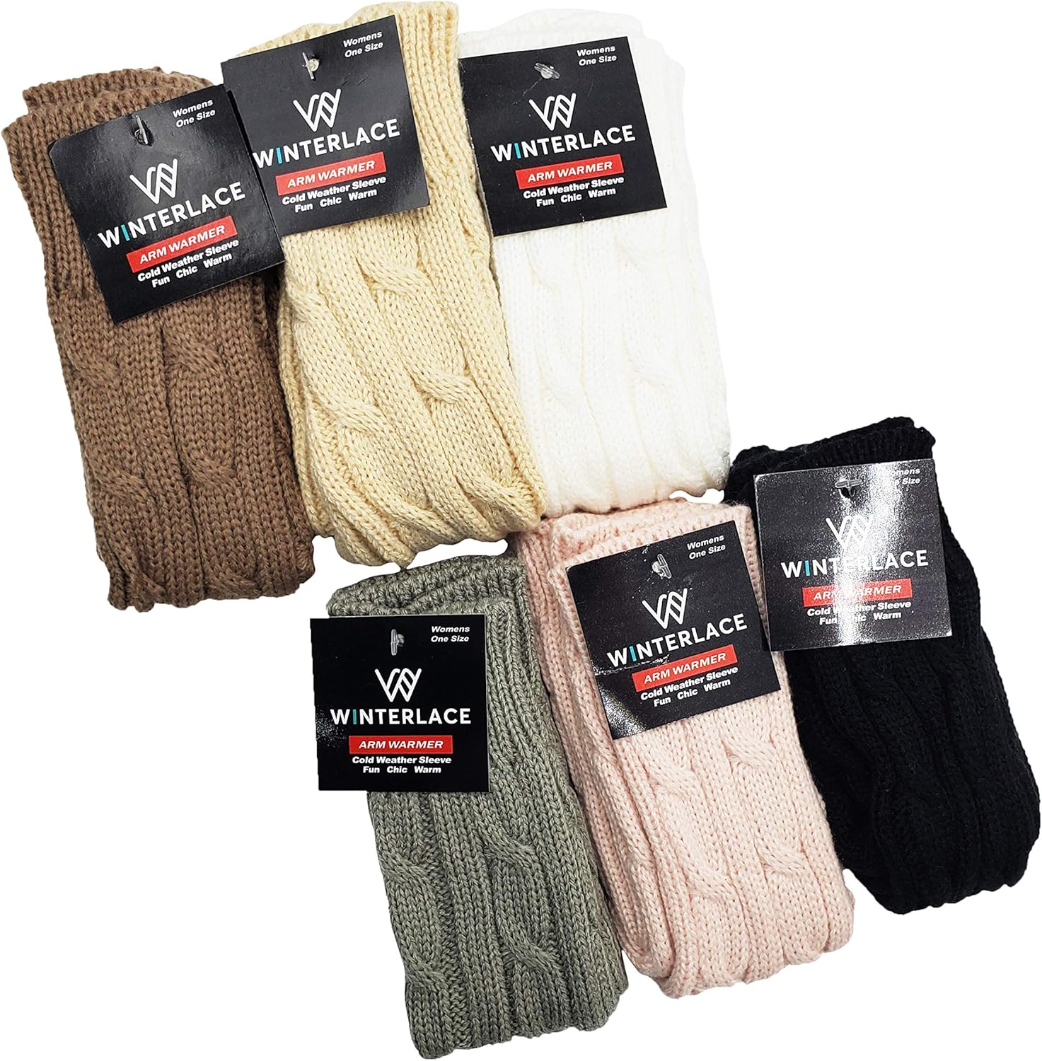 Arm Warmers, 6 Pairs for Women, Cable Knit Warm Winter Sleeve Fingerless Gloves, Premium (Assorted A) at  Women’s Clothing store