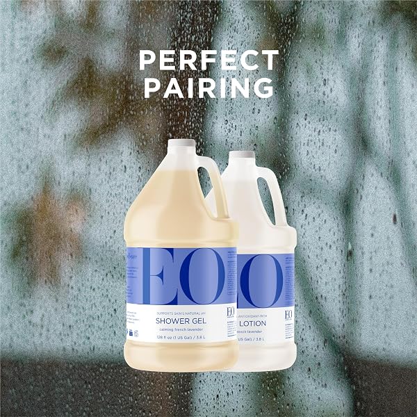 EO SHOWER GEL REFILL, 1 GALLON, FRENCH LAVENDER, BODY WASH MADE WITH ESSENTIAL OILS FOR MEN AND WOMEN