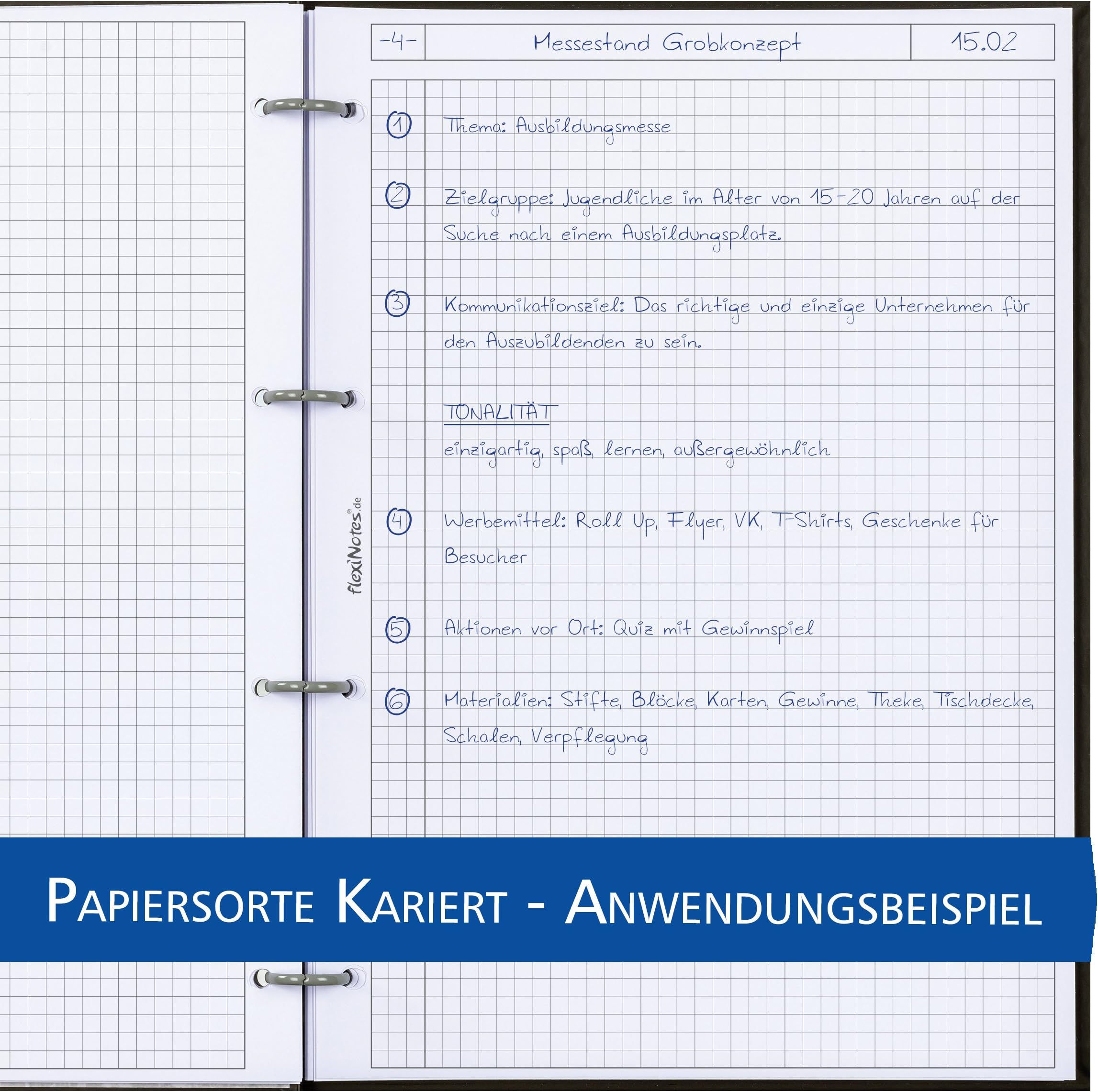 Notebook Design Flexinotes, Flexible and Wiederbefüllbares SCHAAR Type: Splash A4, 75 sheets Squared with Überschriftenzeile