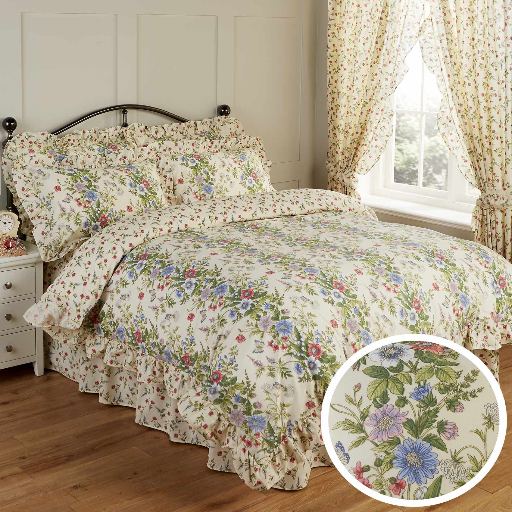 Vantona Country Jessica Floral Print Frill Bedding Duvet Cover 2
