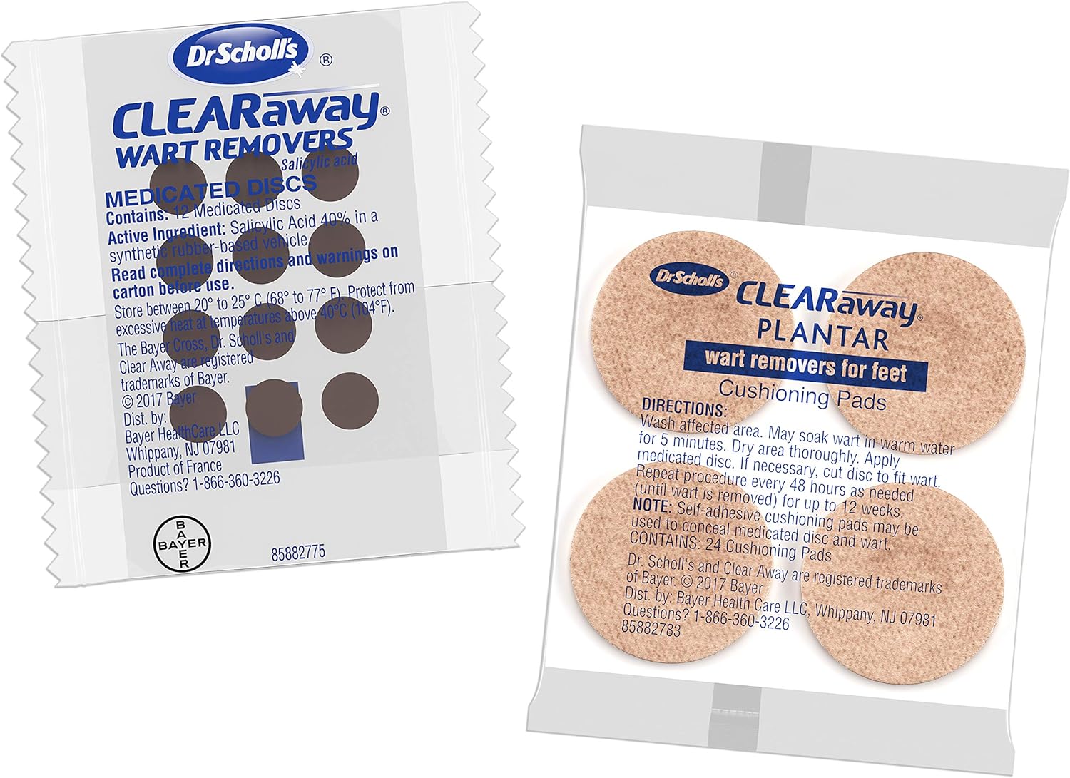 Dr. Scholl's Clear Away Wart Remover Medicated Disks, Plantar for Feet, 24 Count: Health & Personal Care