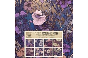 FLONZ Decoupage Paper Pack (24 Sheets 6"x6") Delicate Purple Fabric # Vintage Styled Pattern Paper for Decoupage, Craft and Scrapbooking