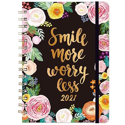 Mai shirin 2021- Mai Shirye-shiryen mako-mako & Watan, 6.4 "x 8.5", Janairu 2021 - Disamba 2021, Mai Wuya Mai Wuya Tare da Bwallon Zinare mai ƙarfi, Rufewar Elastic, Tabs mai rufi, Aljihun ciki