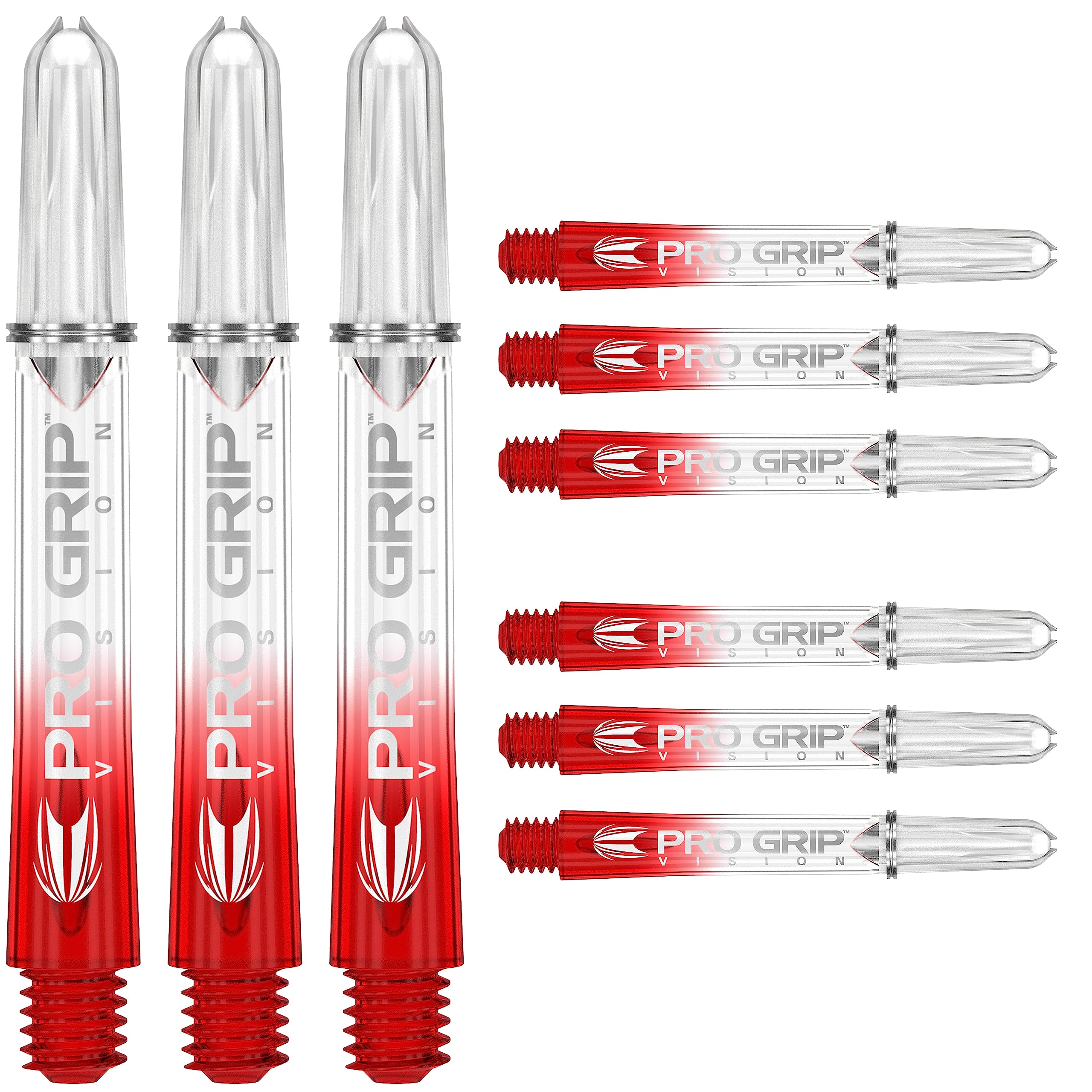 Target Darts 3 x Sets of Red Pro Grip Vision Dart Stems Intermediate - 9 Dart Shafts in Total
