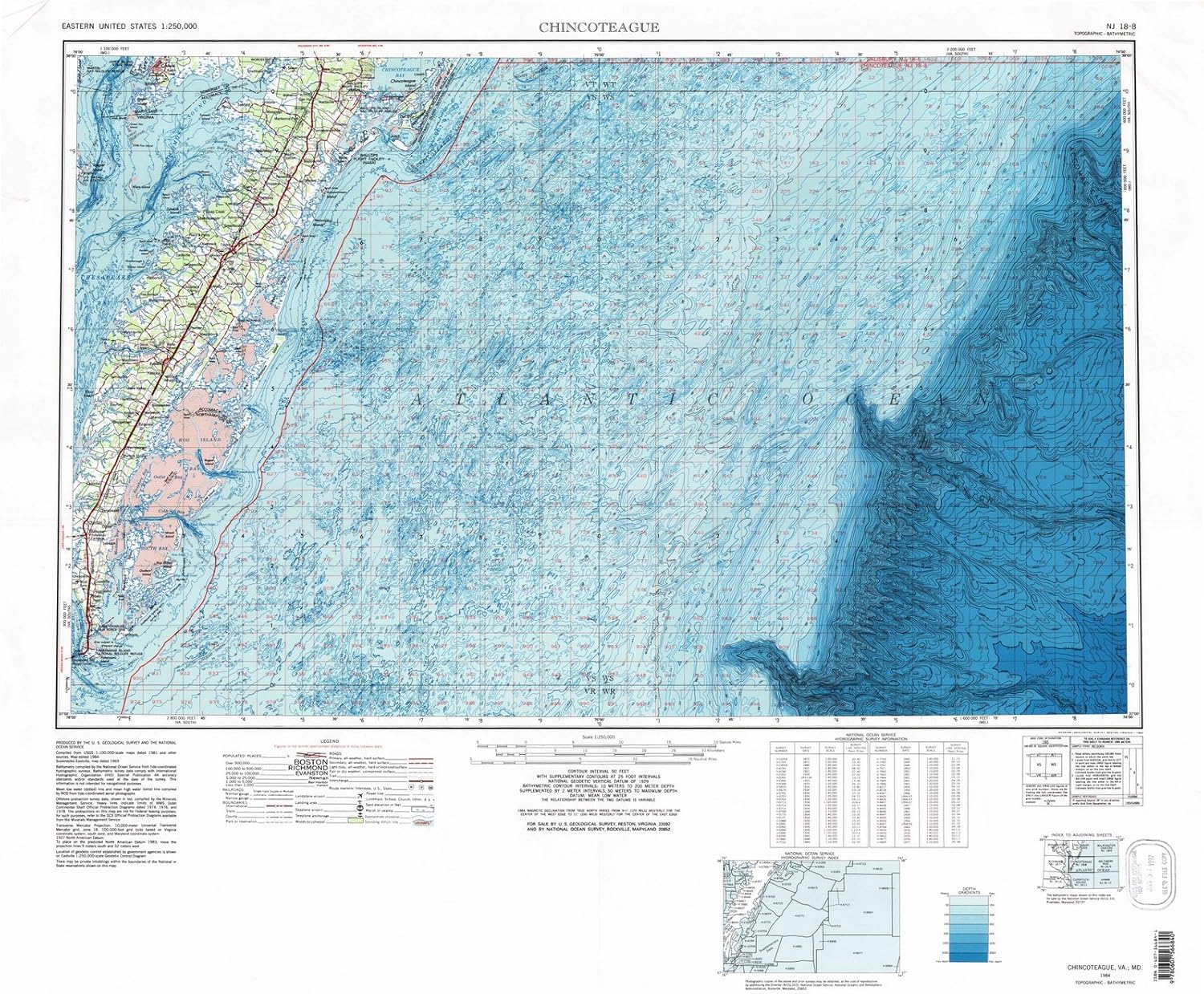 1984 Chincoteague, VA - Virginia - USGS Historical Topographic Map : 53in x 44in
