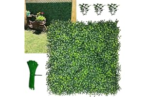 DOPGIB Artificial Grass Wall Panel,10"x 10"(24P) 4-Layer Leaf UV-Anti Greenery Faux Boxwood for Indoor,Outdoor Patio Balcony Privacy & Ivy Fence Covering Privacy, Garden, Backyard Wall Backdrop Decor