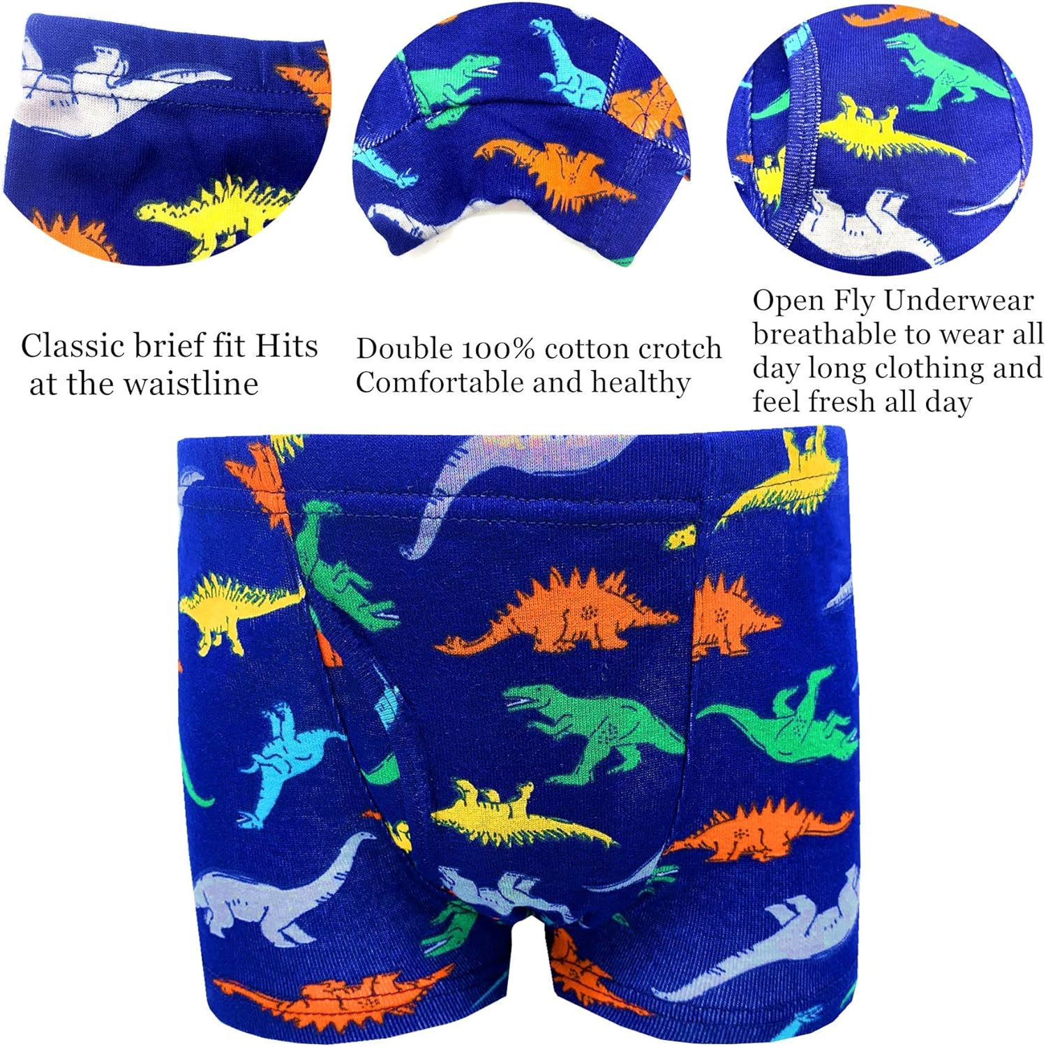 Cczmfeas Boys Toddler Dinosaur Cotton Underwear Boxer Briefs 6 Pack: Clothing