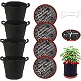 Fabric Grow Bag with Self-watering Base, 4 Pack 5 Gallon Nonwoven Garden Pot with Handle, Automatic Watering Planter, Cloth Plant Container with Self Watering System Tray Saucer Vegetable Fruit Flower