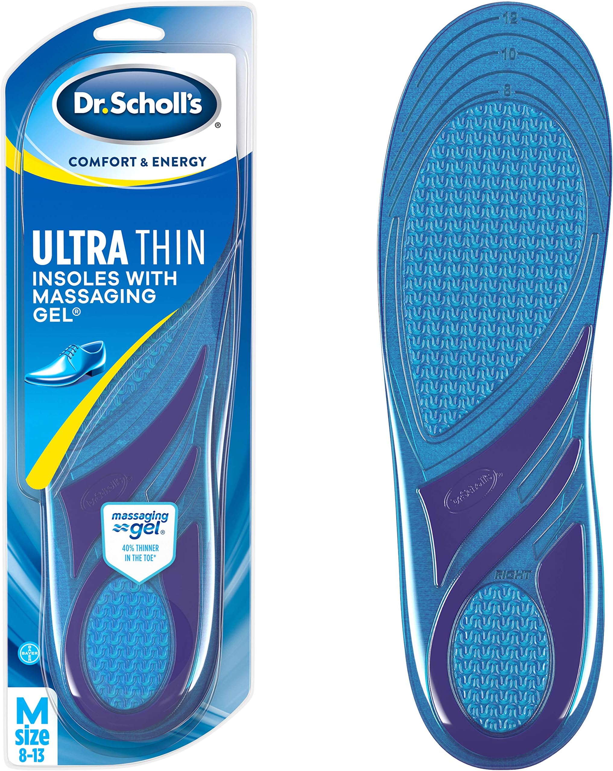 Dr. Scholl's Comfort & Energy UltraThin Insoles for Men, Size7-13