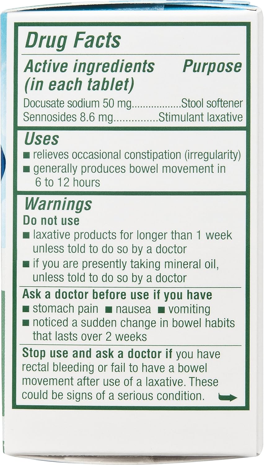 Colace 2-IN-1 Stool Softener & Stimulant Laxative Tablets, Gentle Constipation Relief in 6-12 Hours, 30 Count: Health & Personal Care