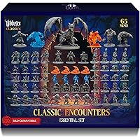 Classic Encounters - Essential Set - 65 Iconic DND Miniatures Bulk Monsters, 28mm, Unpainted Tabletop RPG DND Minis Figures,