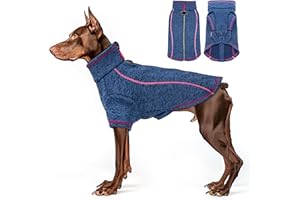 cyeollo Dog Fleece Jacket Sweater Lightweight Pet Coat Reflective Jackets Step in Zipper Warm Dog Sweaters for Medium Dogs