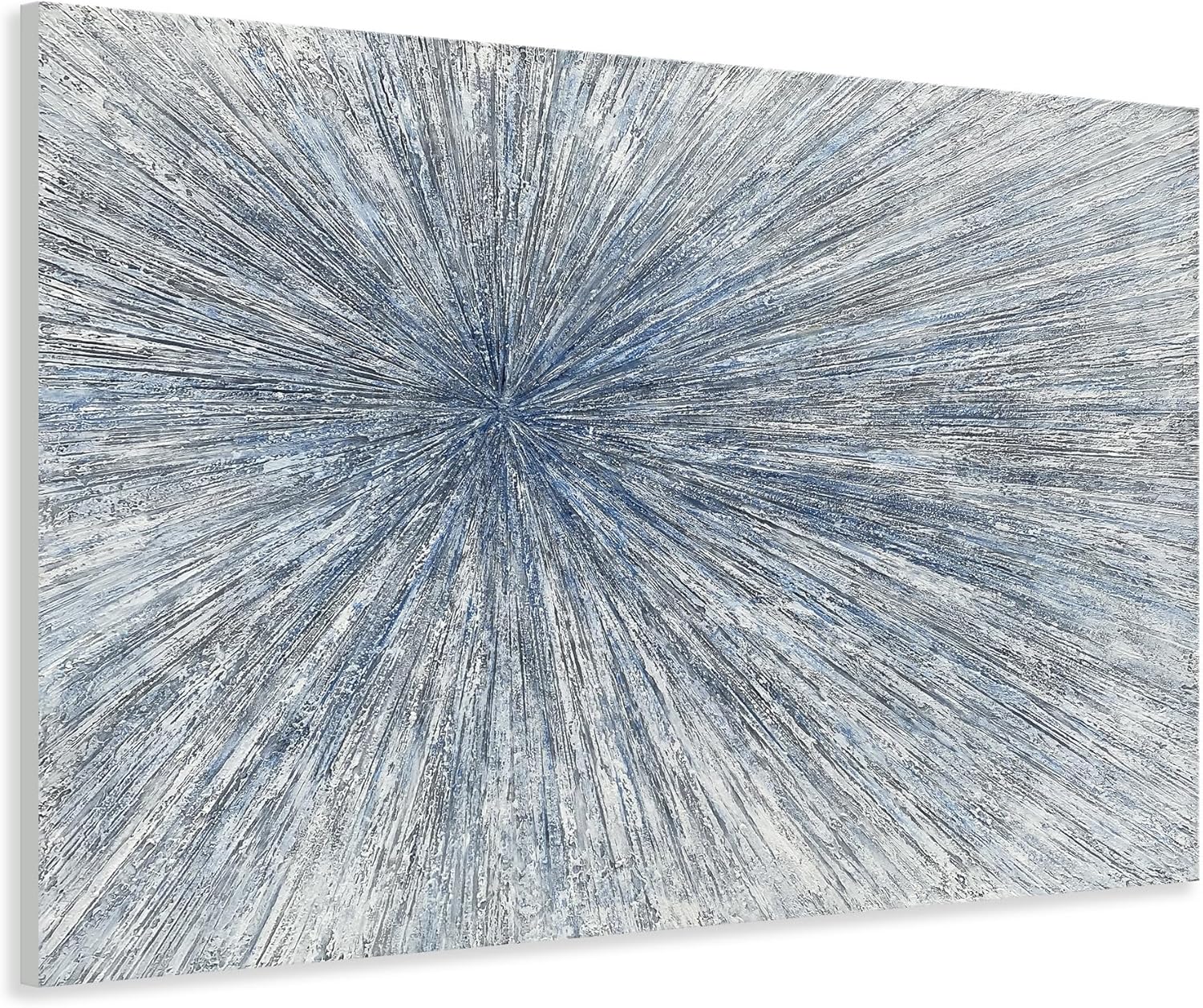 Paintings - Yihui Arts Hand Painted Abstract Boho Sun Wall Art in Light Blue and White - Textured Painting for Living Room, Bedroom or Bathroom Decor - Picture-Perfect Artwork