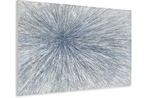 Yihui Arts Hand Painted Abstract Boho Sun Wall Art in Light Blue and White - Textured Painting for Living Room, Bedroom or Bathroom Decor - Picture-Perfect Artwork