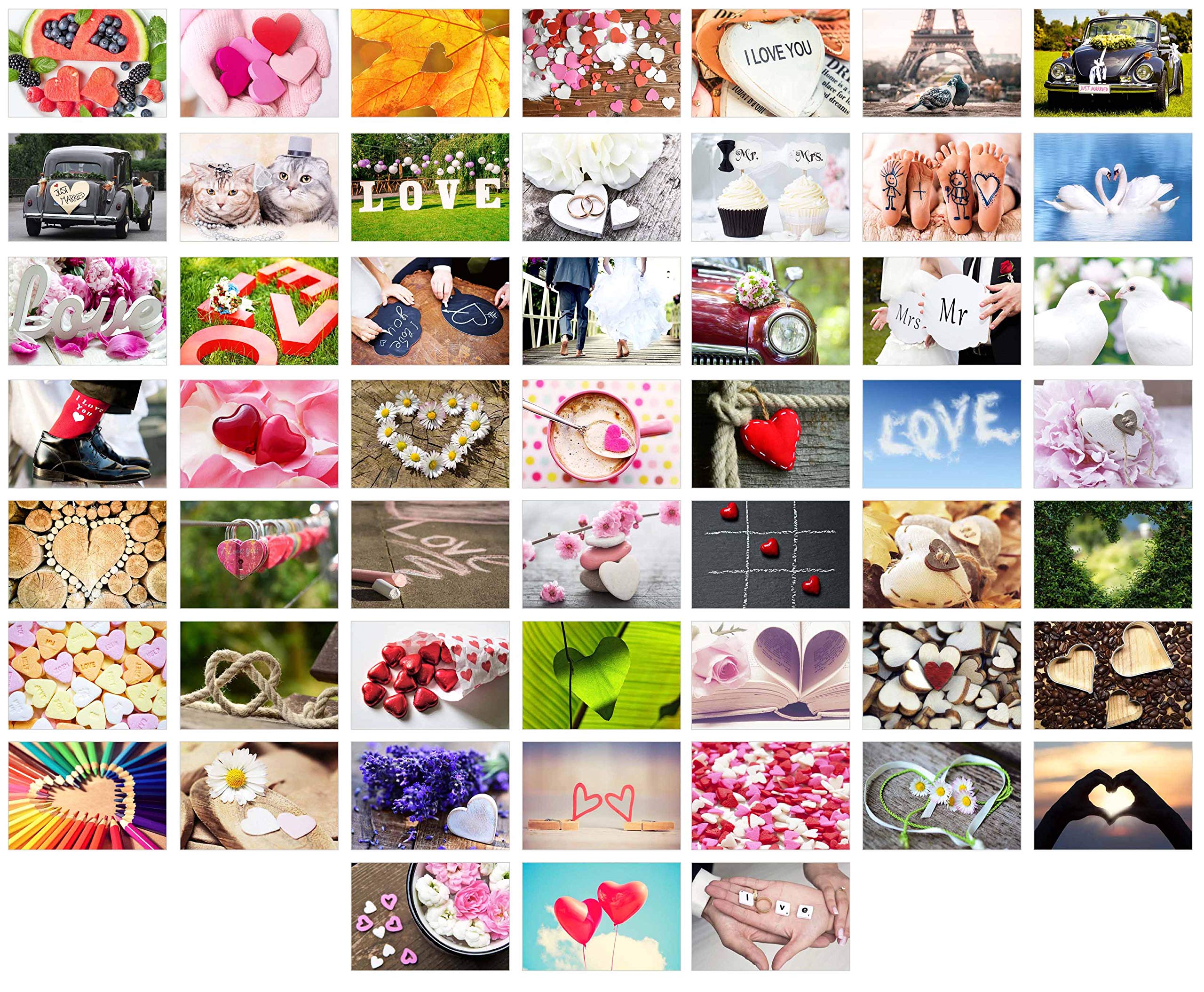 Edition Seidel Set of 52 Premium Postcards for Weddings – Wedding Game: One Postcard Every Week, Wedding Gift, Love + Hearts – Decoration Idea – Valentine's Day – Guest Book – Birthday