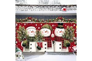 THISFIND 16x7Ft Christmas Garage Door Cover, Garage Door Christmas Decorations, Large Garage Door Xmas Cover, Xmas Banner Decorations for Party,Home,Outdoor,Indoor